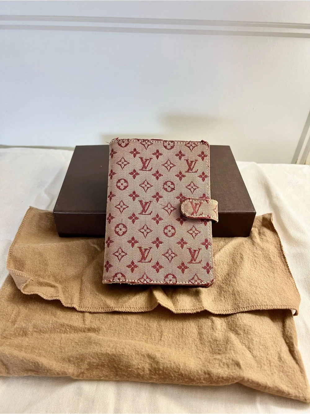 Authentic Louis Vuitton Red Denim PM Agenda